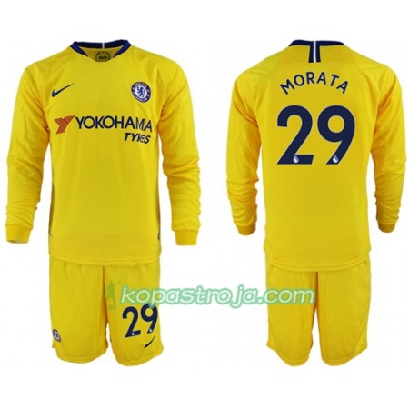 Billiga Fotbollströjor Chelsea Morata 29 Barn Borta tröja 2018/19 Långärmad
